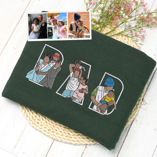 Embroidered Dad And Kid Sweatshirt, Meaningful Gift For Dad