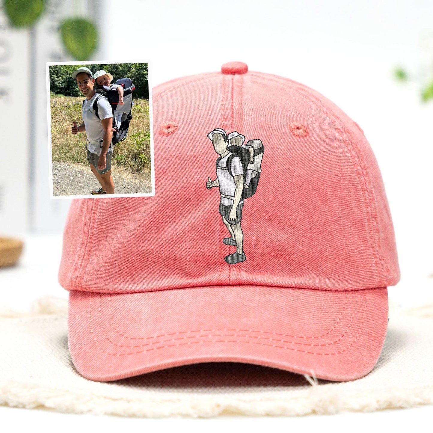 Custom Portrait Embroidered Dad Hat, Gift For Father’s Day