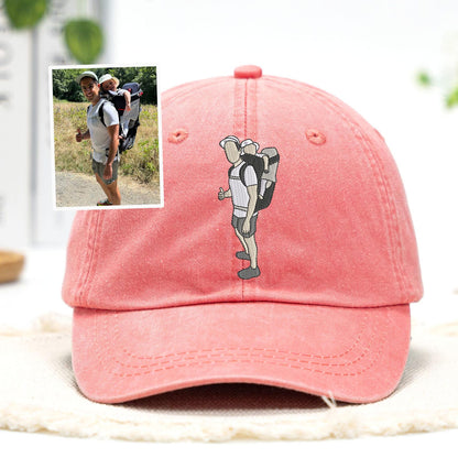 Custom Portrait Embroidered Dad Hat, Gift For Father’s Day