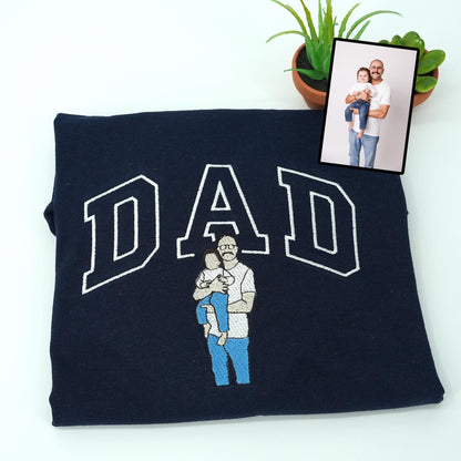 Custom Embroidered Dad Portrait Sweatshirt, Happy Father Day Gift