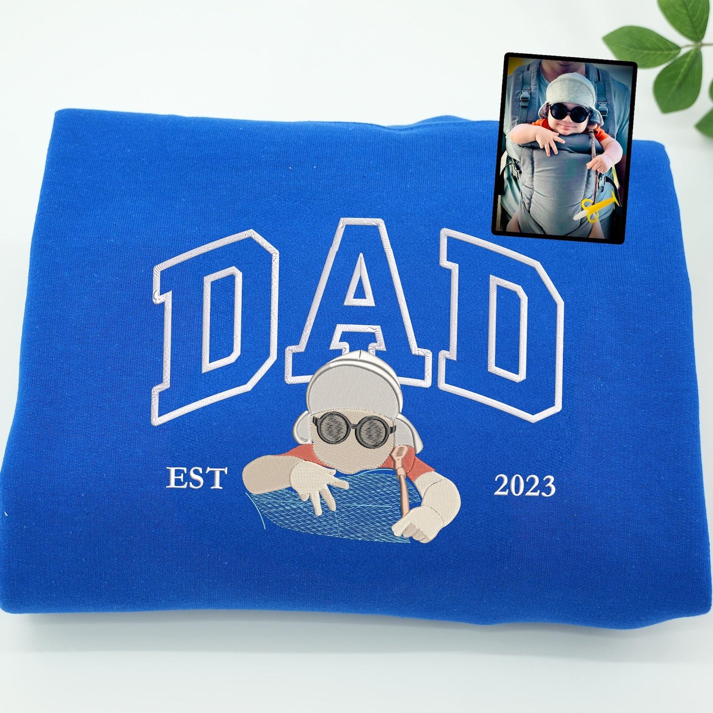 Custom Embroidered Dad Portrait Sweatshirt, Happy Father Day Gift