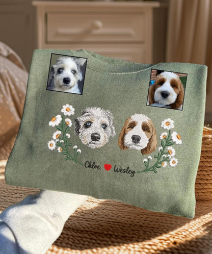Custom Dog Face Embroidered Sweatshirt, Gift For Dog Dad