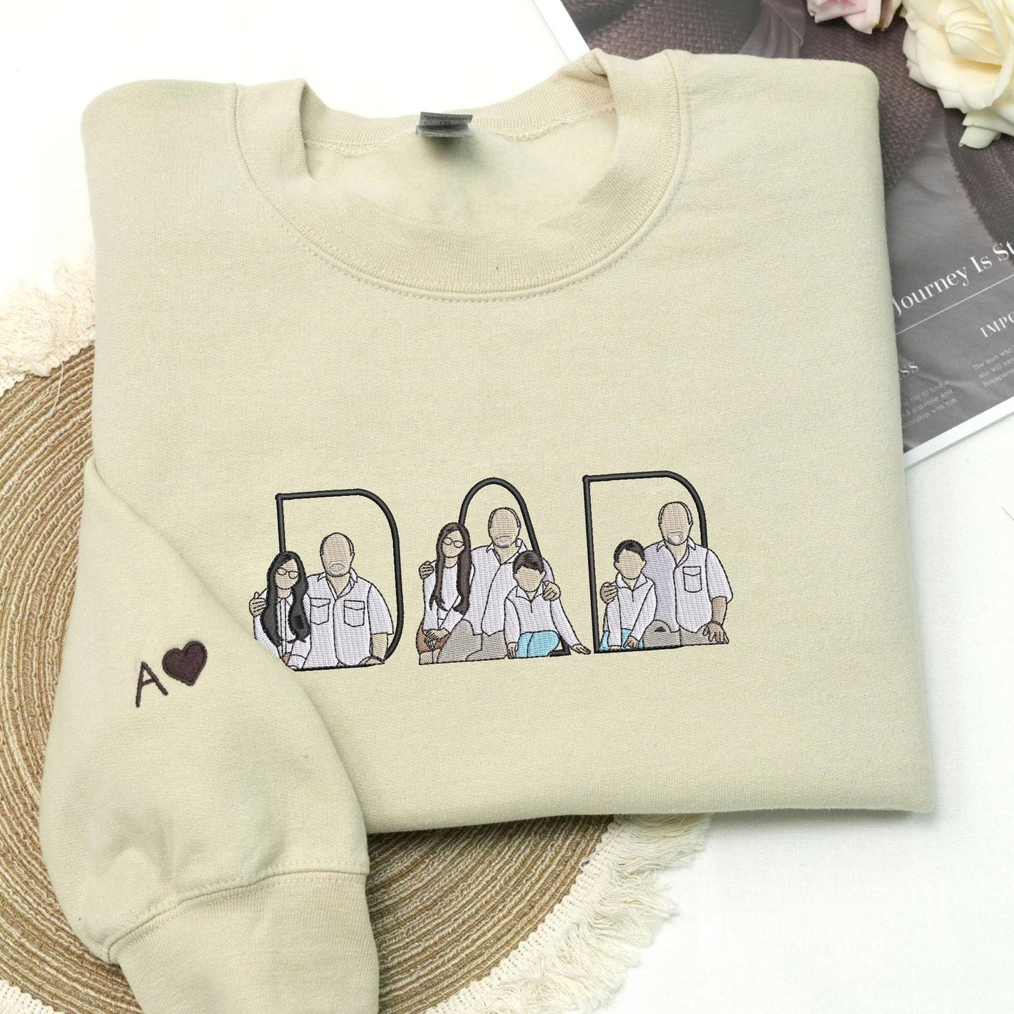 Embroidered Dad And Kid Sweatshirt, Meaningful Gift For Dad