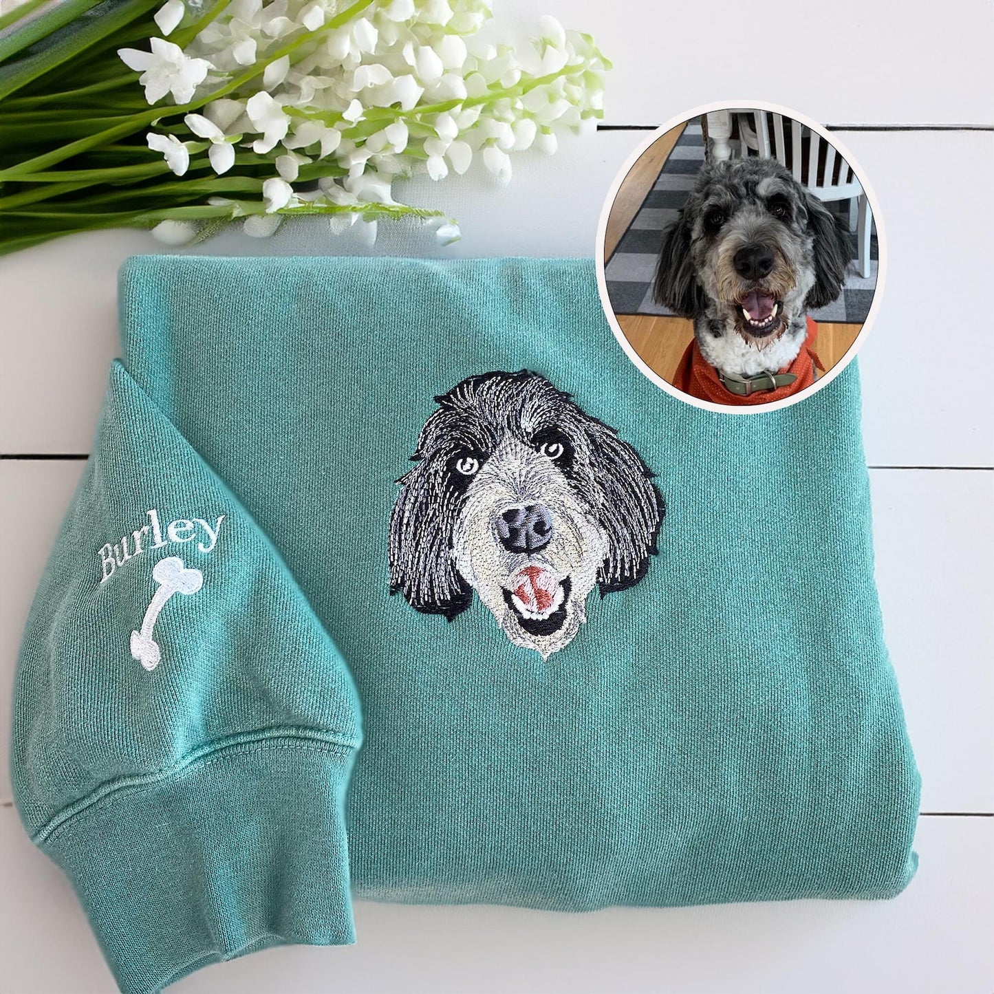 Custom Embroidered Pet Face, Gift For Pet Parent