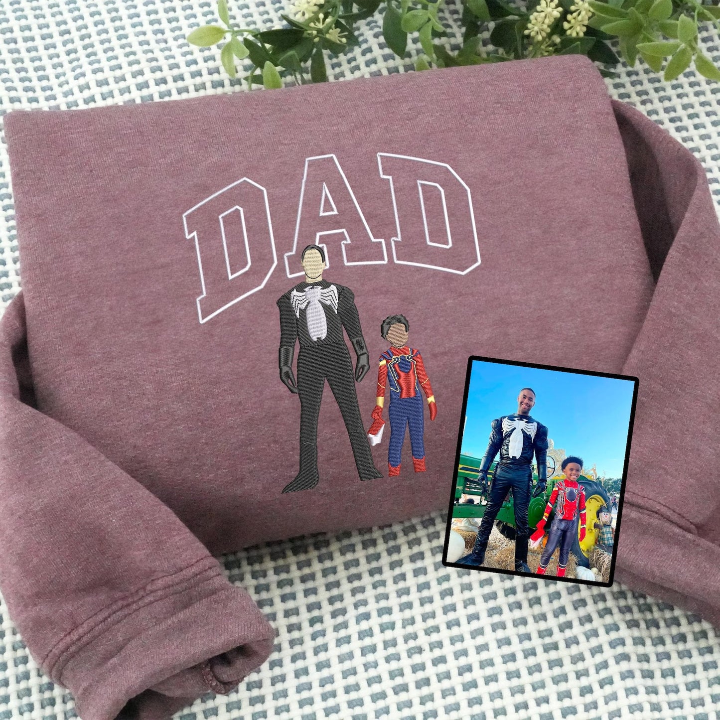 Custom Embroidered Dad Portrait Sweatshirt, Happy Father Day Gift