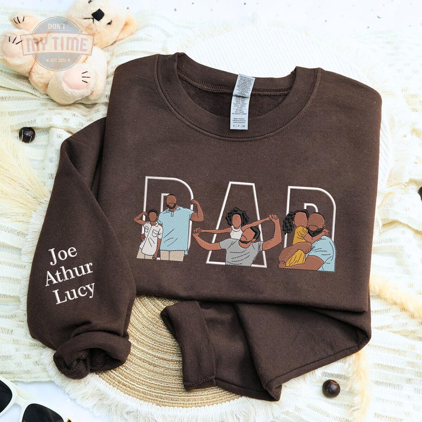 Personalized Embroidery Dad Portrait Sweatshirt, Happy Father's Day Shirt