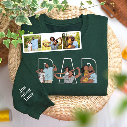 Personalized Embroidery Dad Portrait Sweatshirt, Happy Father's Day Shirt