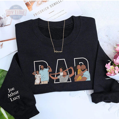 Personalized Embroidery Dad Portrait Sweatshirt, Happy Father's Day Shirt