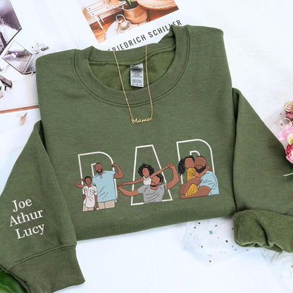 Personalized Embroidery Dad Portrait Sweatshirt, Happy Father's Day Shirt