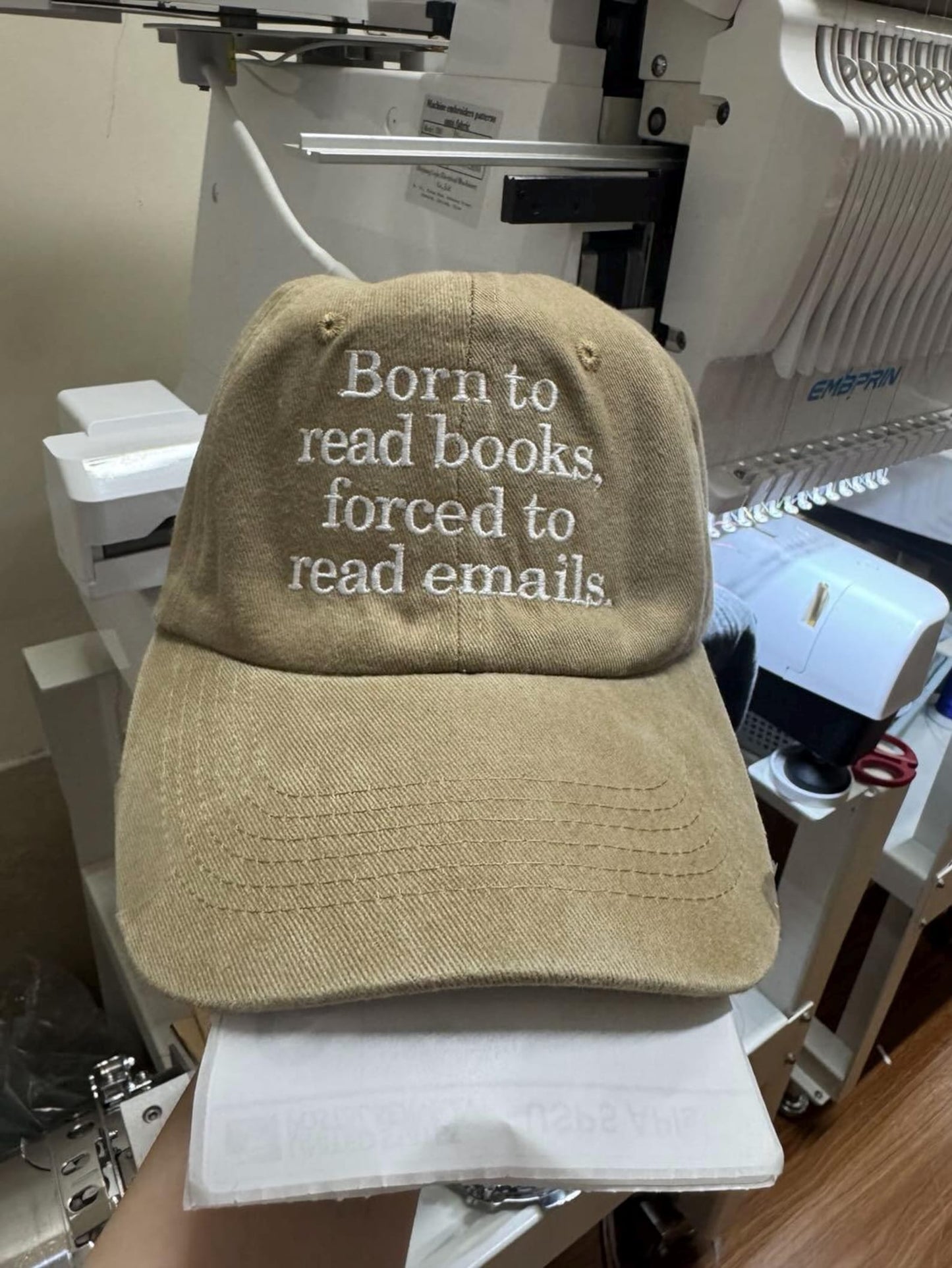 Born To Read Books Forced To Read Emails Embroidered Cap, Funny Gift For Book Lovers And Office Workers