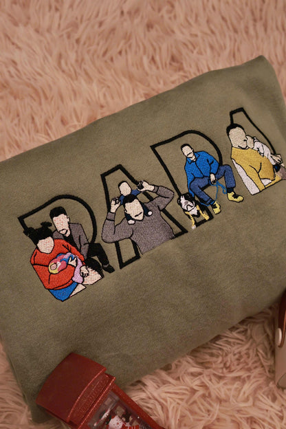 Dad Portrait Custom Embroidered Sweatshirt