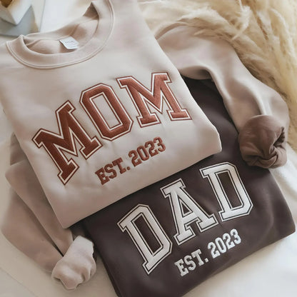 Personalized Mom and Dad Embroidered Sweatshirt