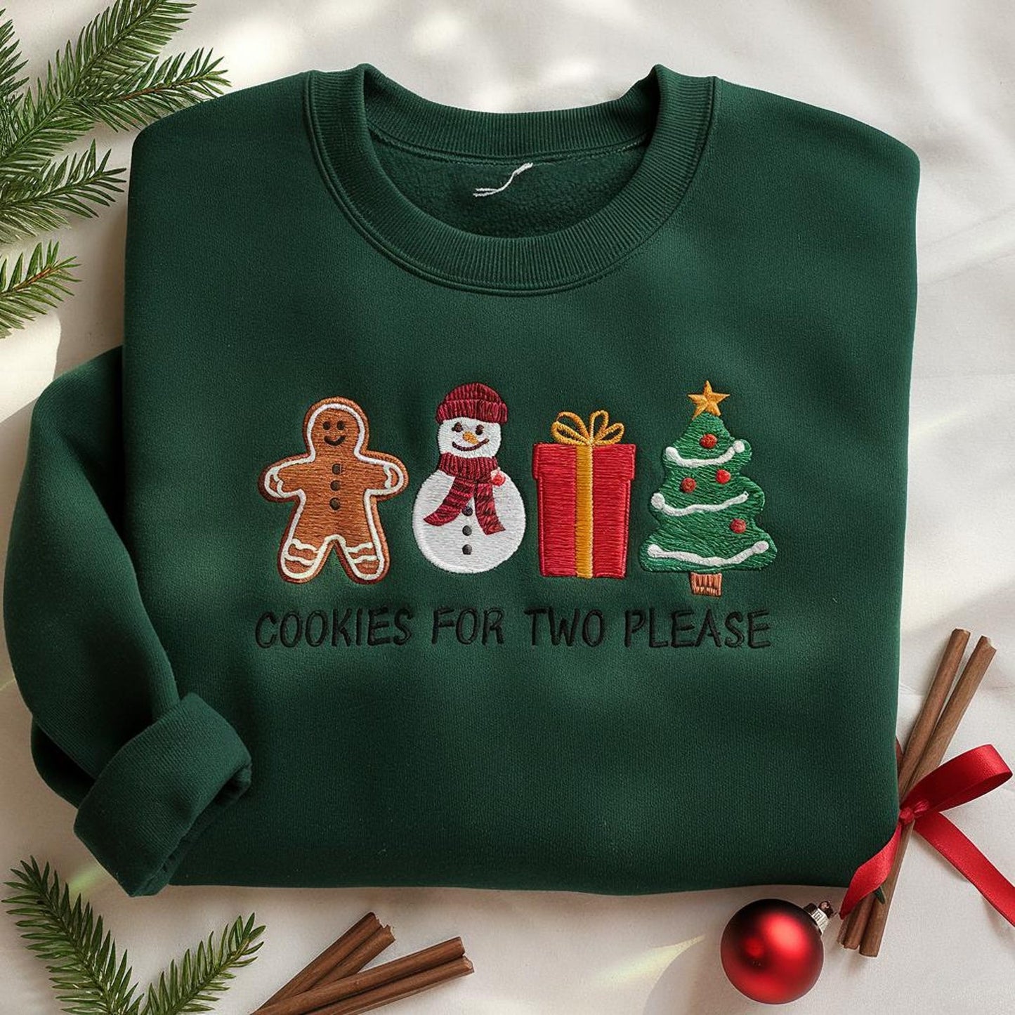 Embroidered Christmas Pregnancy Announcement Sweatshirt, Cookies For Two