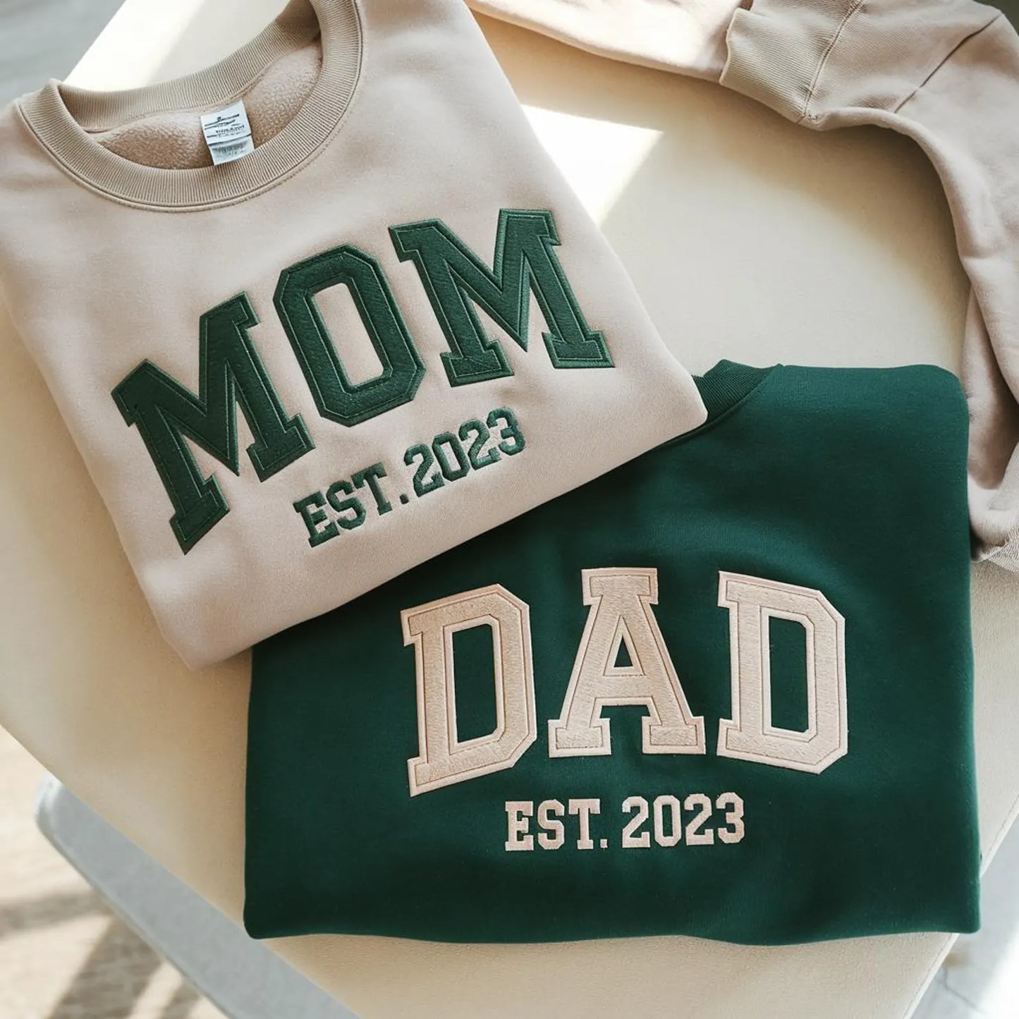 Personalized Mom and Dad Embroidered Sweatshirt