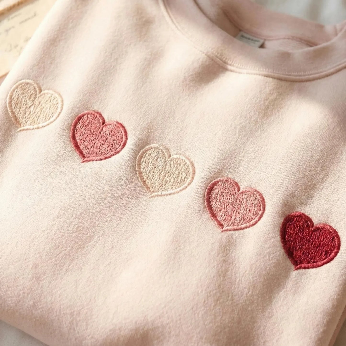 Embroidered Valentine Heart Shape Sweatshirt: Couple Gift