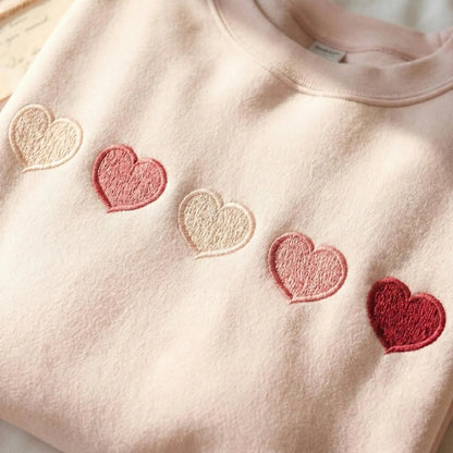 Embroidered Valentine Heart Shape Sweatshirt: Couple Gift