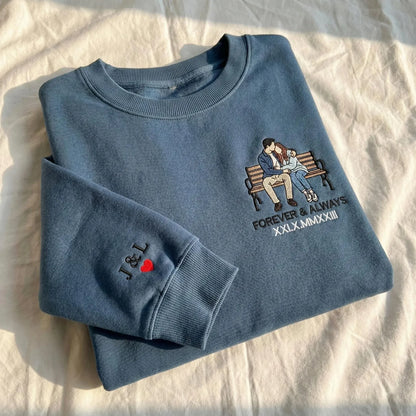 Custom Embroidered Couple Portrait Sweatshirt, Personalized Photo Hoodie, Valentine Gift for Couples