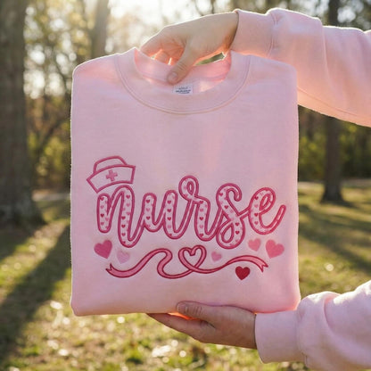 Embroidered Nurse Valentine Sweatshirt, Valentines Day Shirt, Gift For Nurse