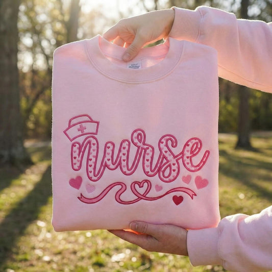 Embroidered Nurse Valentine Sweatshirt, Valentines Day Shirt, Gift For Nurse