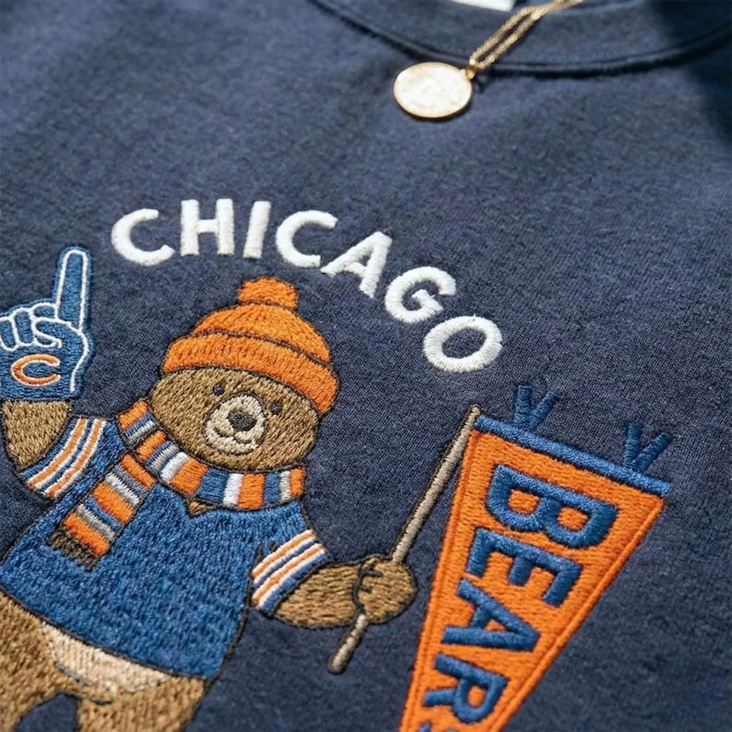 Embroidered Game Day Bear Sweatshirt, Football Fan Sports Gift