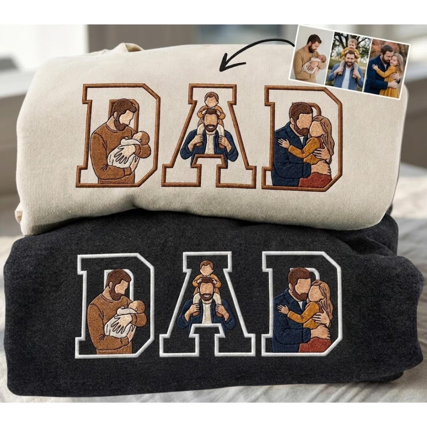 Embroidered Custom Portrait from Photo Sweatshirt