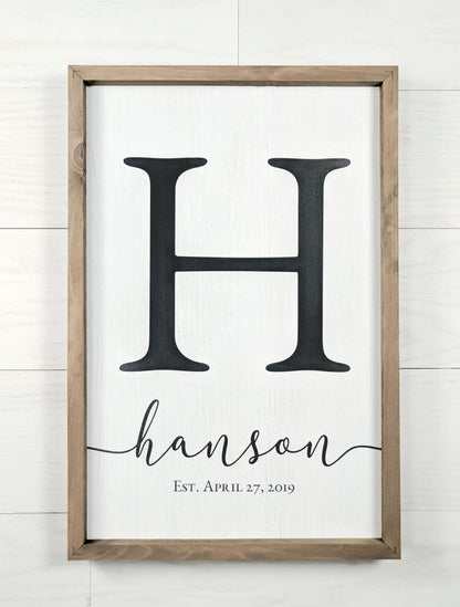 Personalized Family Name Sign, Custom Wooden Monogram Initial Sign, Perfect Gift For Weddings, Anniversaries