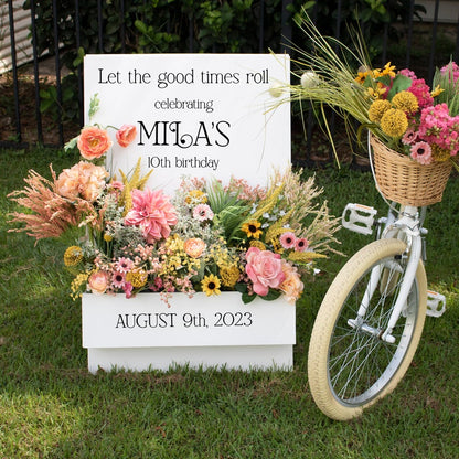 Custom Flower Box Welcome Wooden Sign, Personalized Wedding Decor, Floral Welcome Board For Ceremony