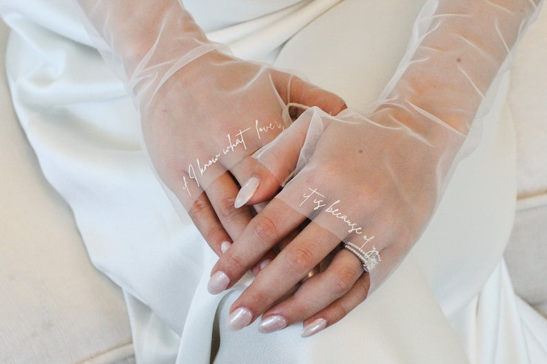 Custom Bridal Gloves, Personalized Tulle Fingerless Sleeves, Elegant Wedding Gloves