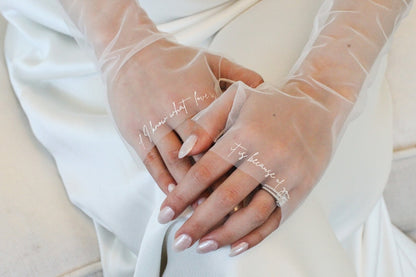 Custom Bridal Gloves, Personalized Tulle Fingerless Sleeves, Elegant Wedding Gloves