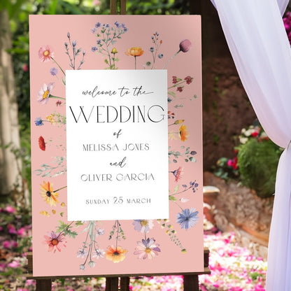 Custom Wildflowers Wedding Sign, Floral Wedding Welcome Sign, Wildflowers Wedding Decorations