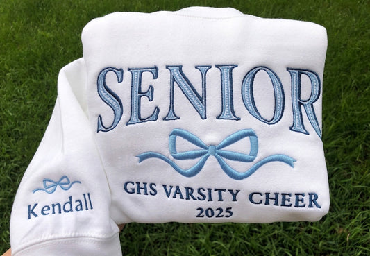 Custom Senior Team Embroidered Sweatshirt, Senior Cheer Gift
