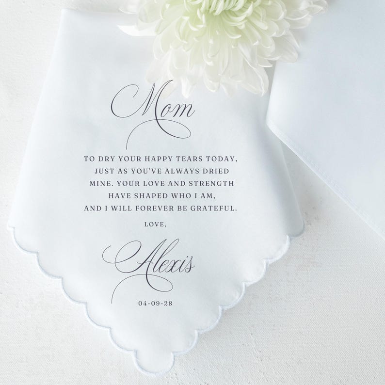Personalized Wedding Handkerchief For Parents Of The Bride, Wedding Gift From Daughter
