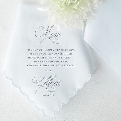 Personalized Wedding Handkerchief For Parents Of The Bride, Wedding Gift From Daughter