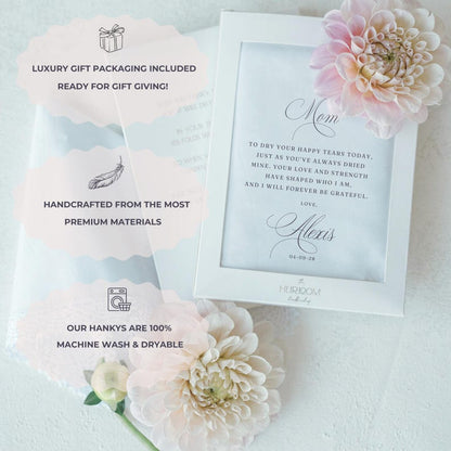 Personalized Wedding Handkerchief For Parents Of The Bride, Wedding Gift From Daughter