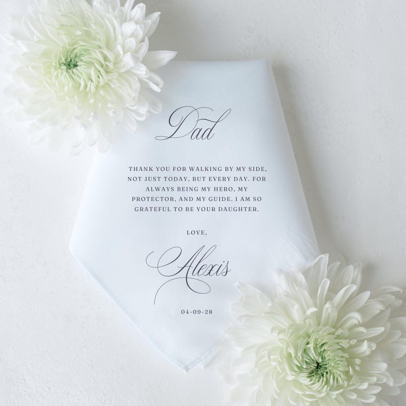Personalized Wedding Handkerchief For Parents Of The Bride, Wedding Gift From Daughter
