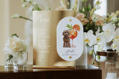 Custom Wedding Bar Sign With Dog And Signature Drink, Dog Cocktails Sign, Wedding Bar Menu