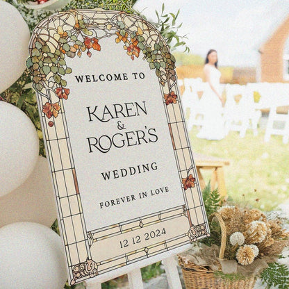Custom Forever In Love Wildflowers Wedding Welcome Sign, Floral Mirror Wedding Entrance Sign, Wedding Decor