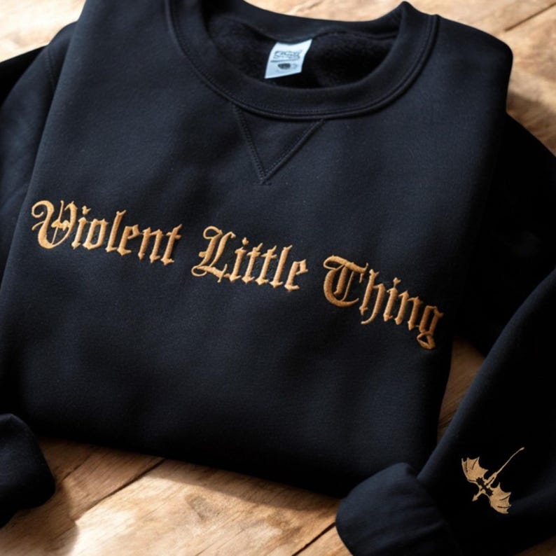 Violent Little Thing Embroidered Sweatshirt, Dragon Sleeve Sweatshirt, Fourth Wing Fan Sweatshirt, Book Lover Gift, Bookish Hoodie Books Fan