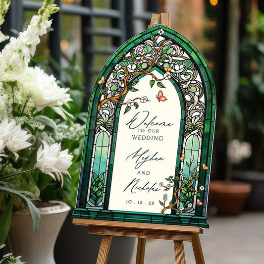 Custom Vintage Wedding Welcome Sign, Custom Mirrors Entrance Sign, Wedding Decorations