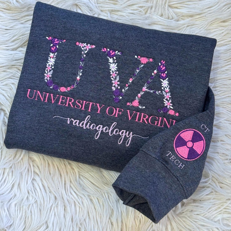 Custom College Floral Letter Embroidered Sweatshirt, Embroidery Sorority Gift Greek Letter Sweatshirt