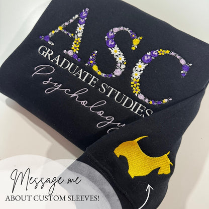 Custom College Floral Letter Embroidered Sweatshirt, Embroidery Sorority Gift Greek Letter Sweatshirt
