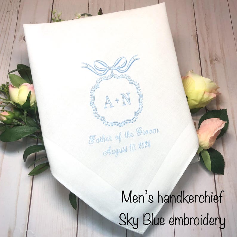 Personalized Wedding Handkerchief for Bride, Custom Initials And Date Handkerchief, Bridal Wedding Day Gift