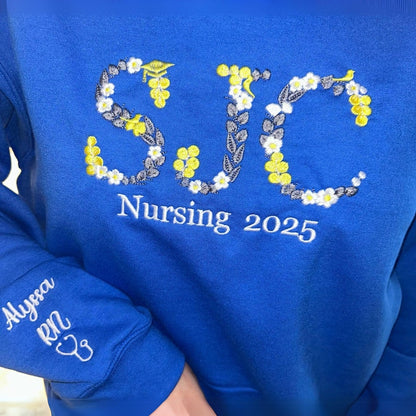 Custom College Embroidered Sweatshirt, Personalized College University High School Sweatshirt
