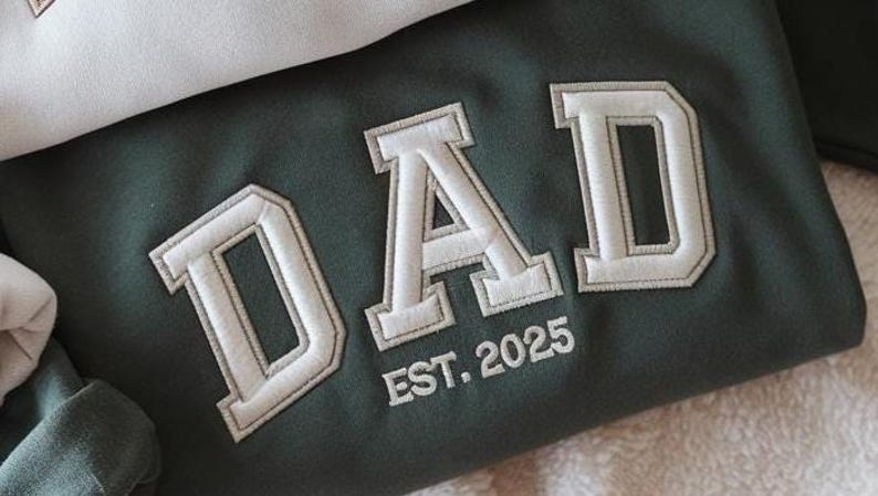 Embroidered DAD MOM Sweatshirt or Hoodie, Dada Mama Crewneck, Gift for Dad Mom, Newly Dad Mom, Daddy Est Year