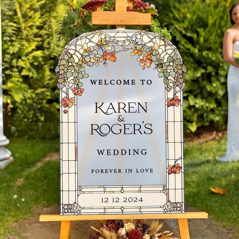Custom Forever In Love Wildflowers Wedding Welcome Sign, Floral Mirror Wedding Entrance Sign, Wedding Decor