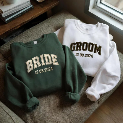 Embroidered Custom Bride Groom Sweatshirt Custom Bride