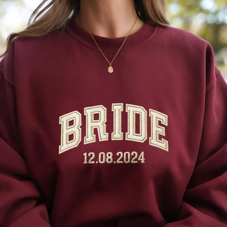 Embroidered Custom Bride Groom Sweatshirt Custom Bride