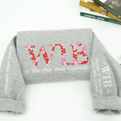 Custom College Floral Letter Embroidered Sweatshirt, Personalized University Sweatshirt, Graduation Gift for Besties