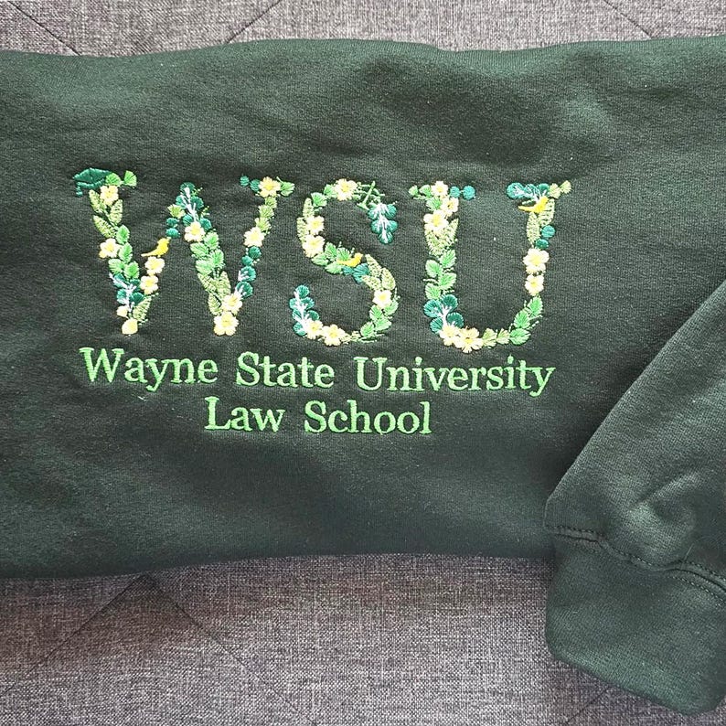 Custom College Floral Letter Embroidered Sweatshirt, Personalized University Sweatshirt, Graduation Gift for Besties