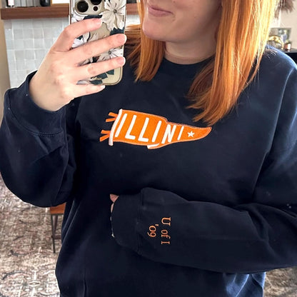 Custom Embroidered Pennant Sweatshirt With Team Name